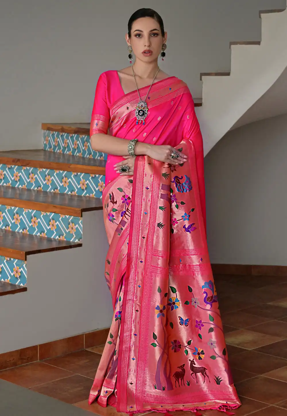 Pink Banarasi Silk Saree 328769