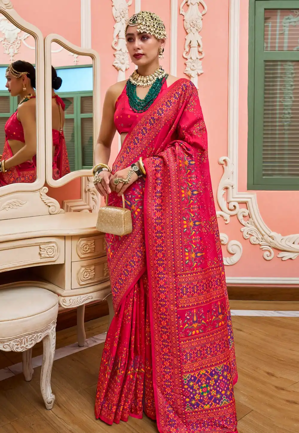 Pink Banarasi Silk Saree With Blouse 320133