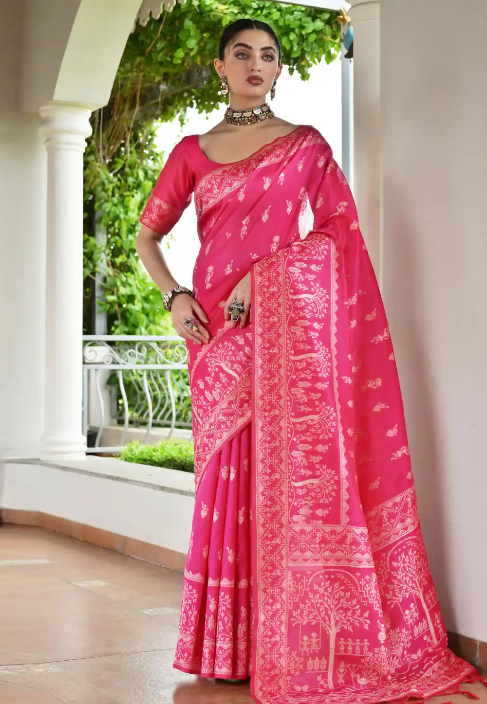 Pink Banglori Silk Saree With Blouse 328737