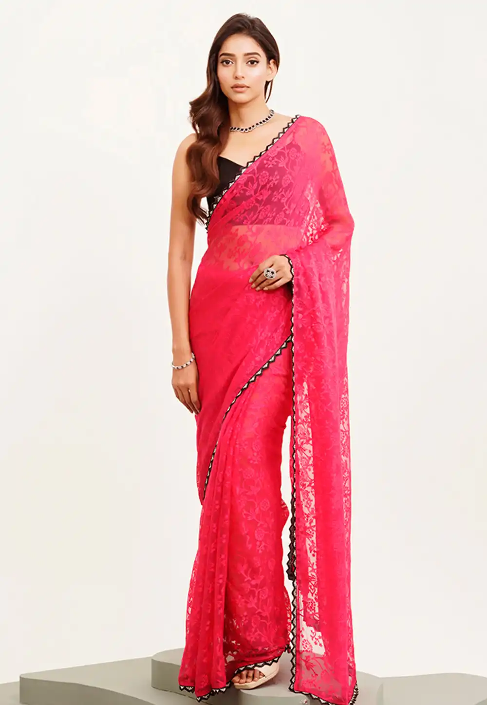 Pink Brasso Saree With Blouse 312108