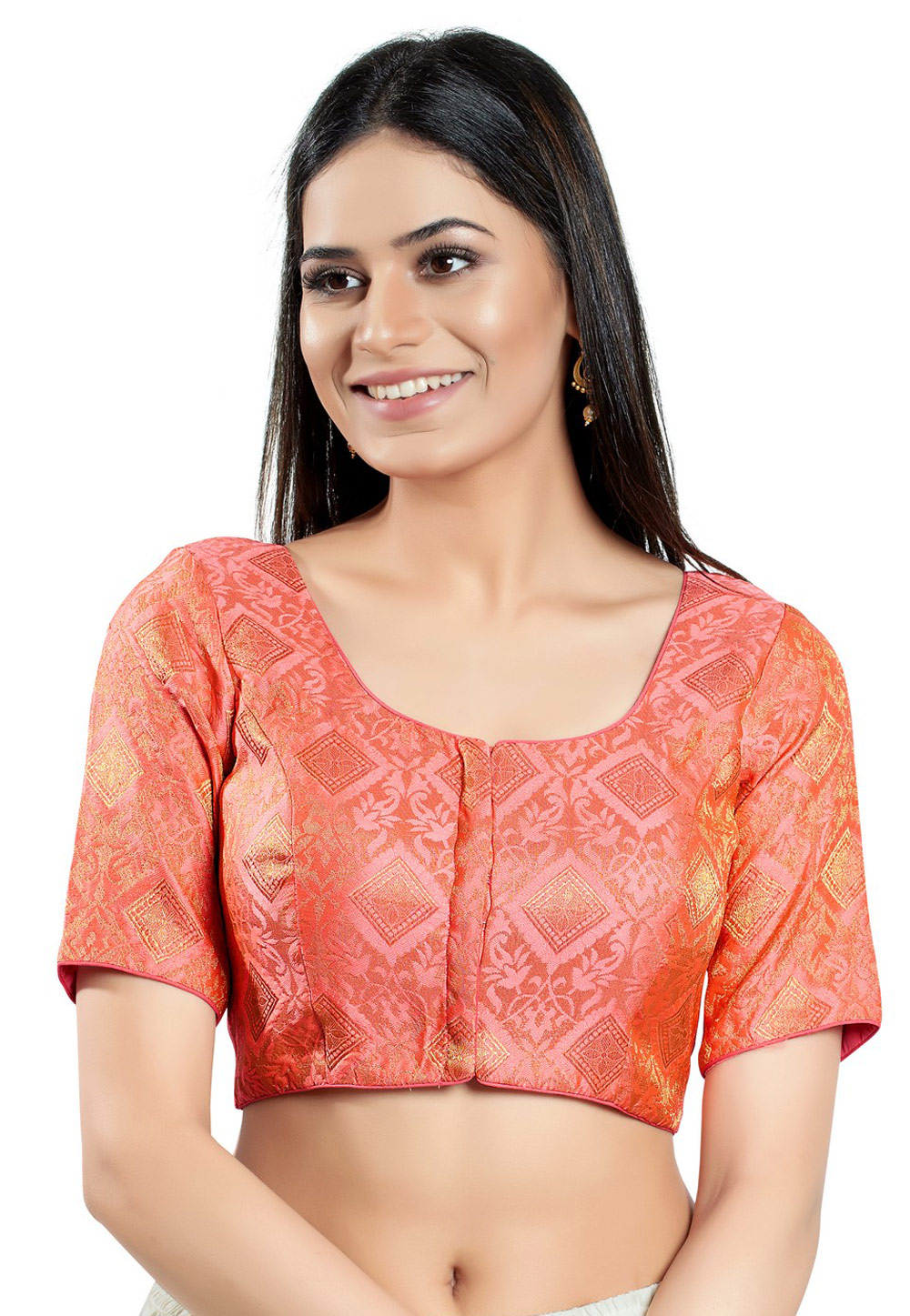 Pink Brocade Readymade Blouse 278689