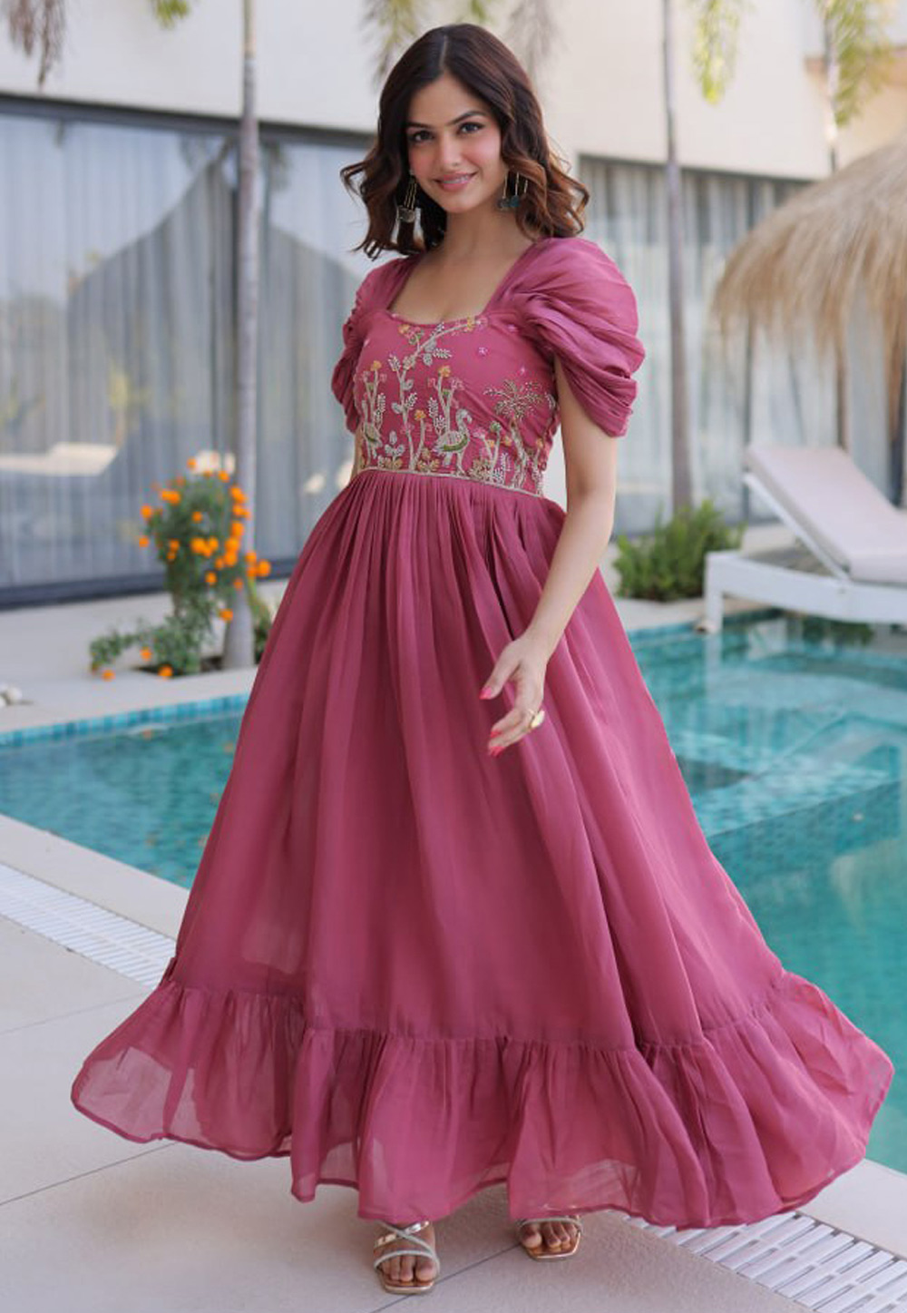 gold art deco bridesmaid dresses Black Indo Western Long Gown Jacket – Mohi fashion main image 1