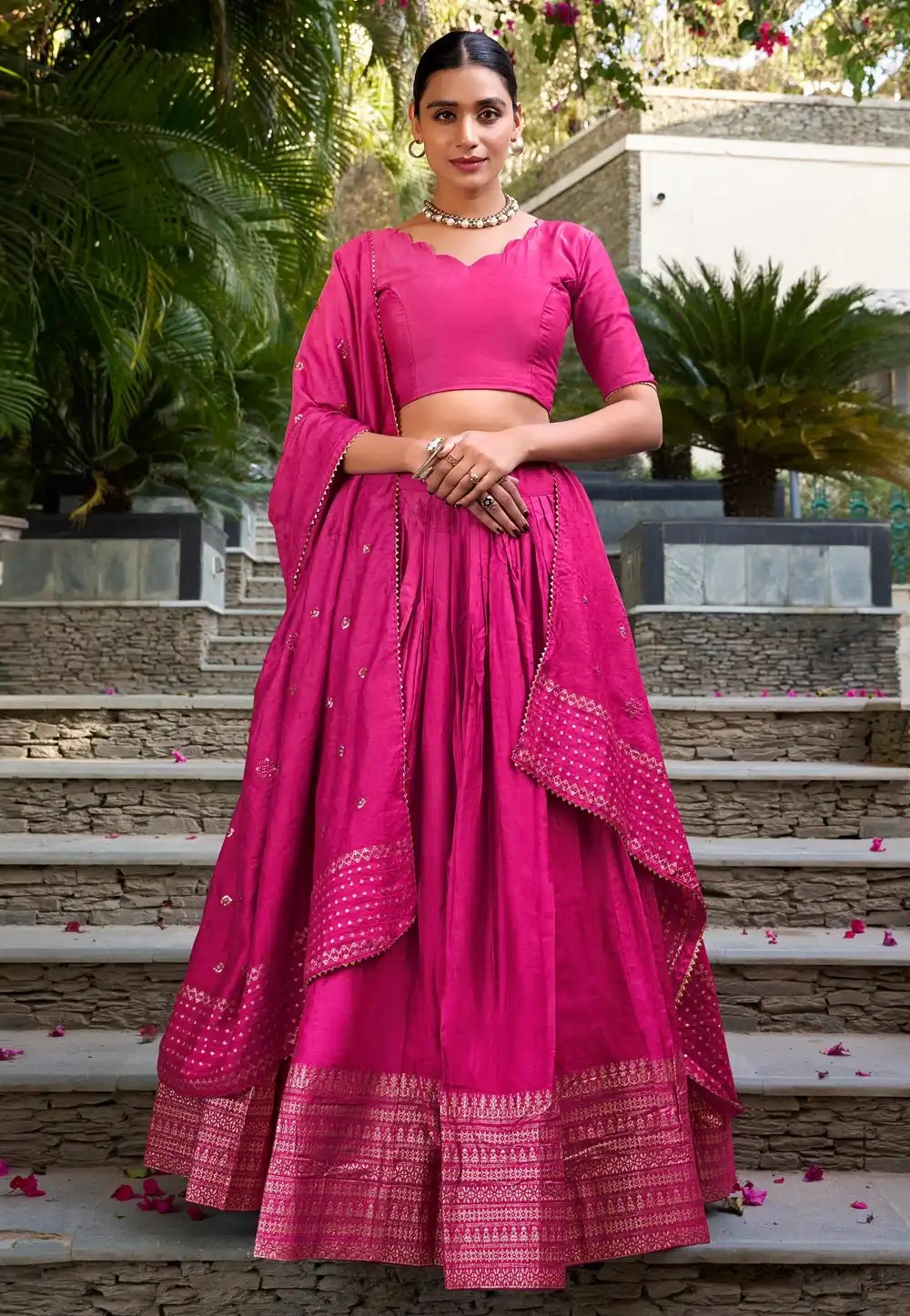 Pink Chanderi Lehenga Choli 321552