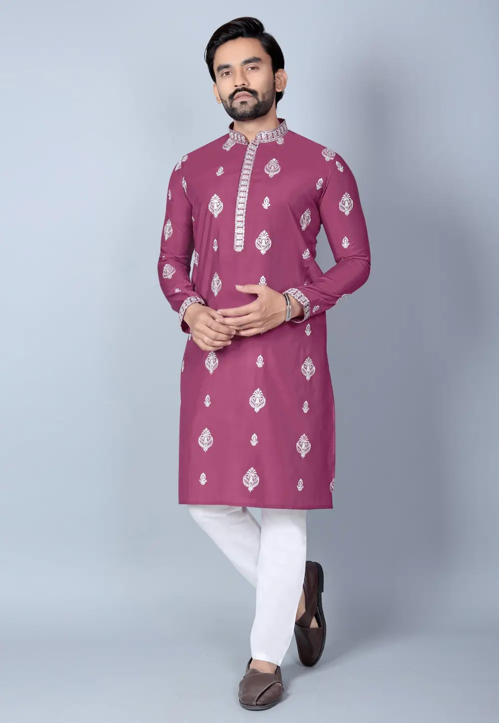 Pink Chanderi Silk Kurta Pajama 333382