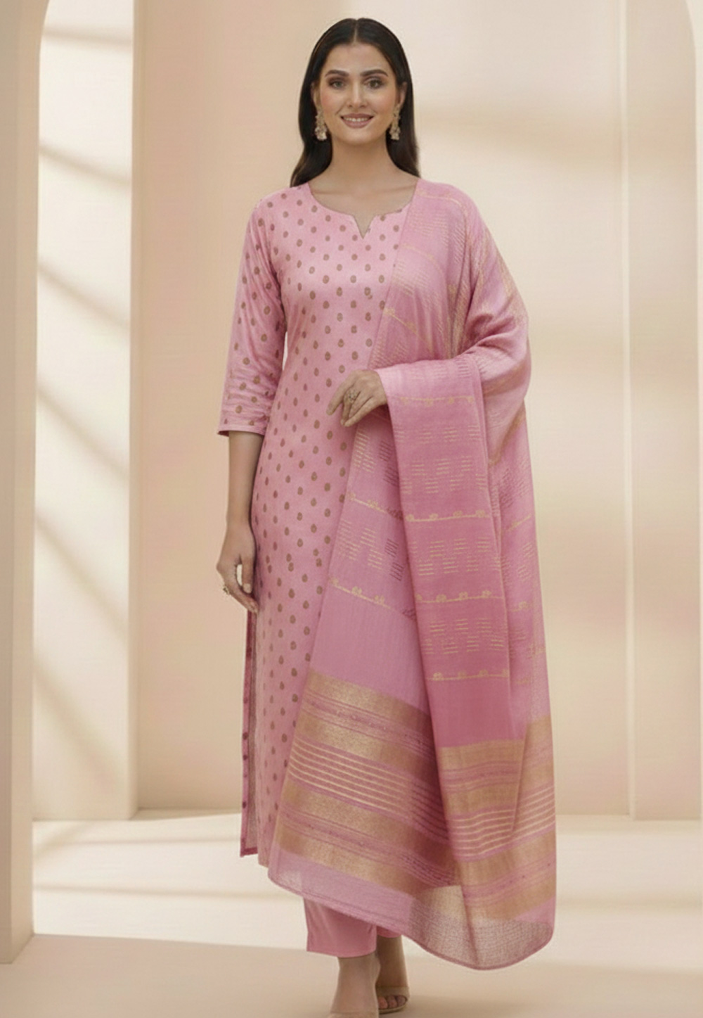 Pink Chanderi Silk Pakistani Suit 322601
