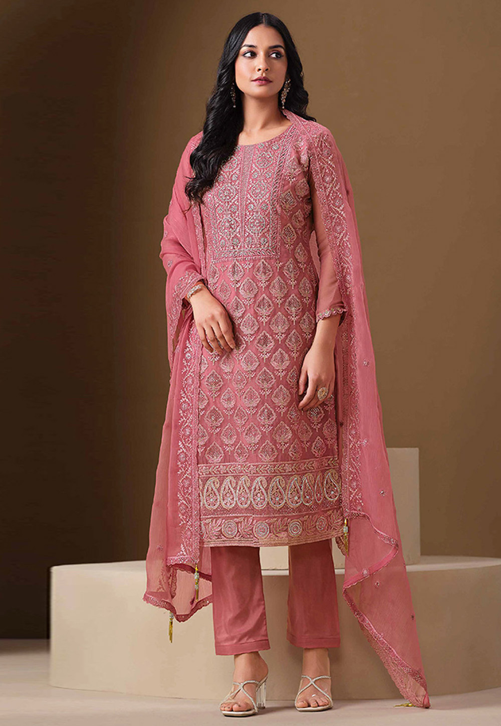 Pink Chiffon Pakistani Suit 324806