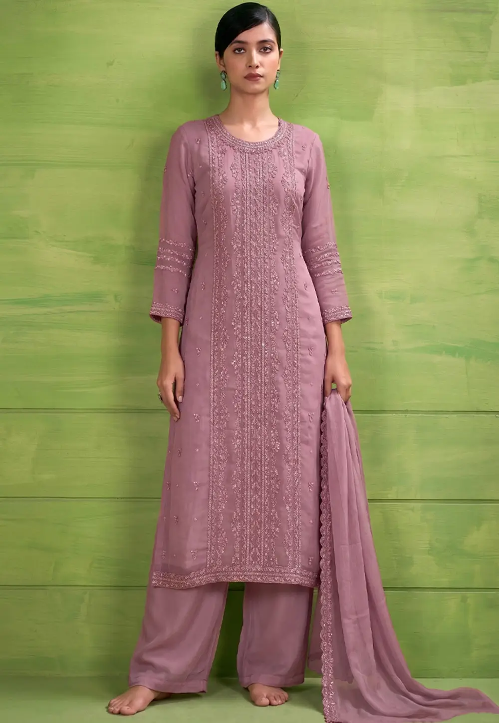 Pink Chiffon Palazzo Suit 332917