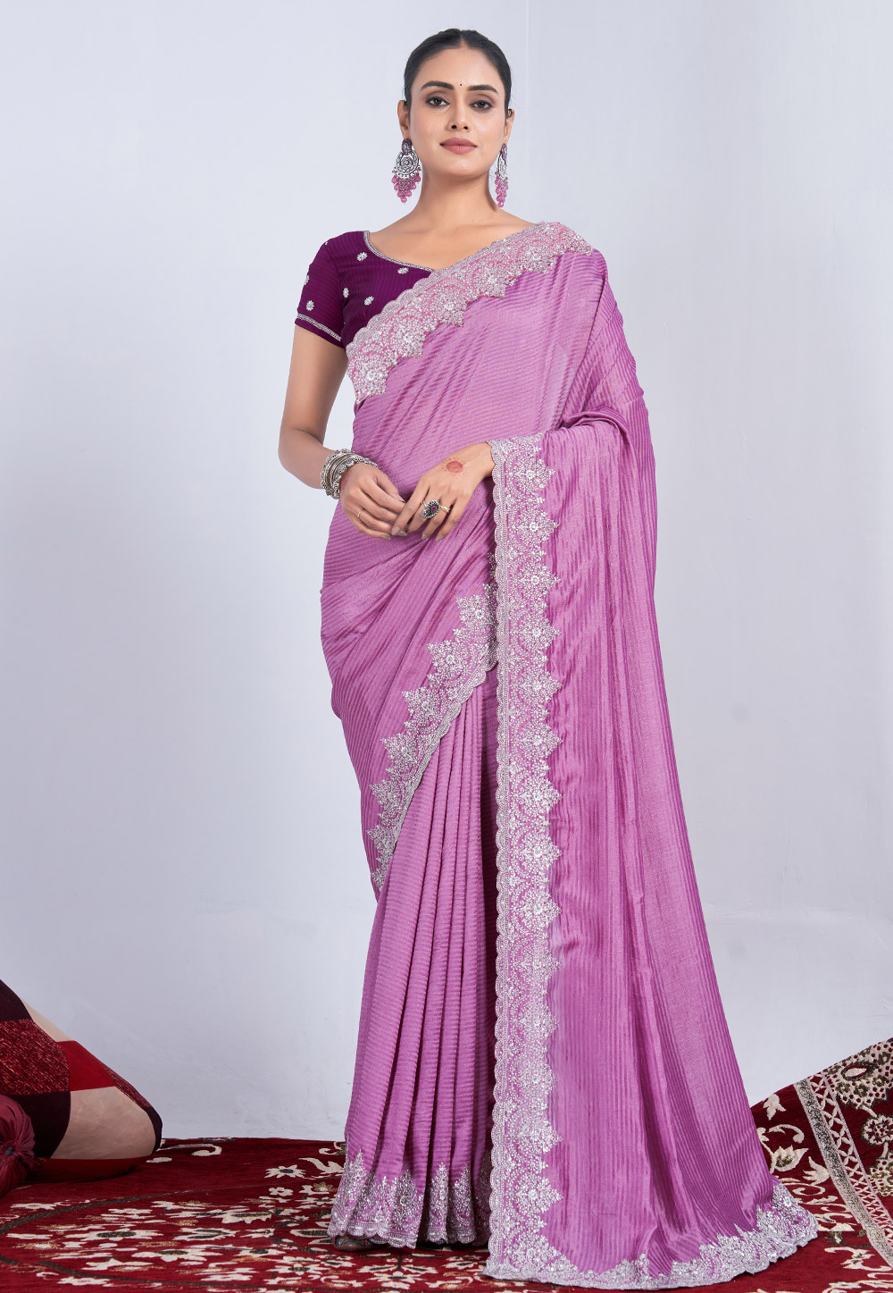 Pink Chiffon Saree With Blouse 285819