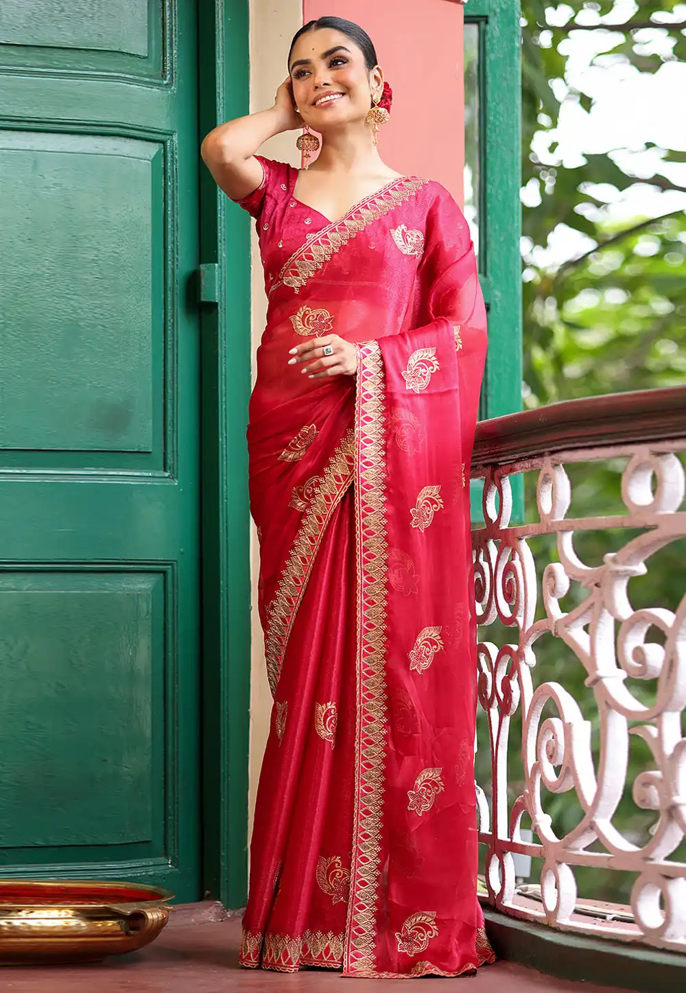 Pink Chiffon Saree With Blouse 320113