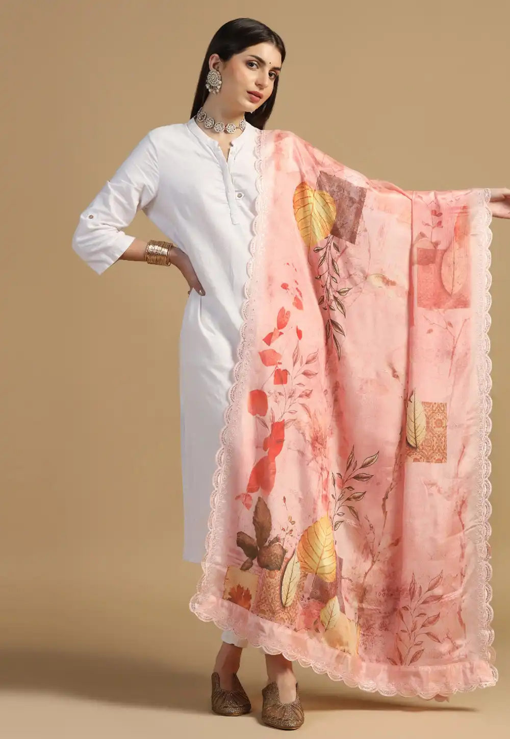 Pink Chinon Dupatta 305771