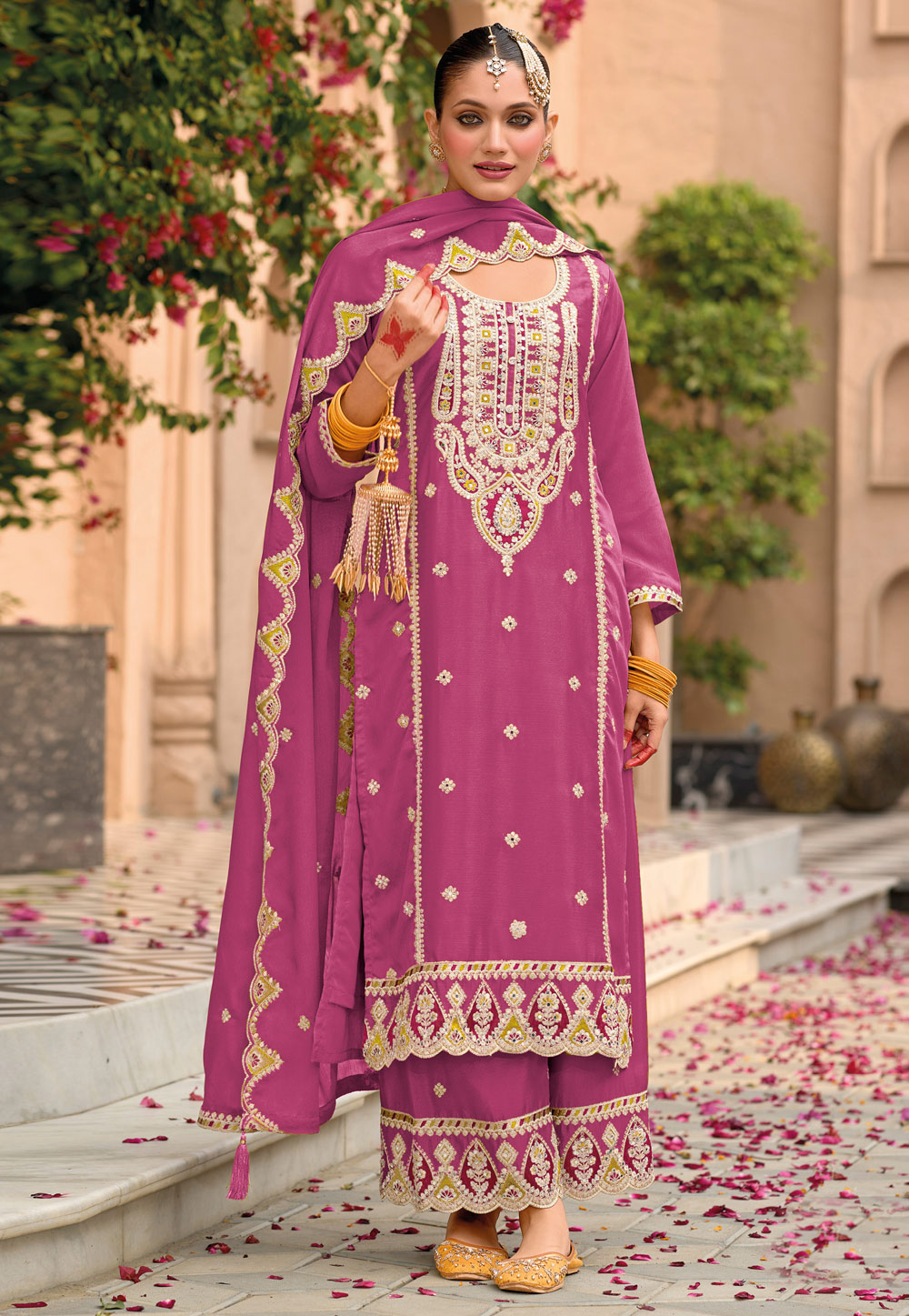 Pink Chinon Pakistani Suit 308716