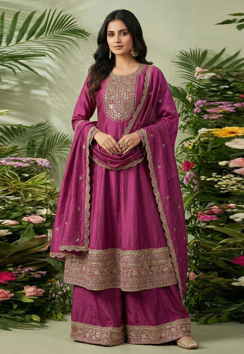 Pink Chinon Pakistani Suit 321564