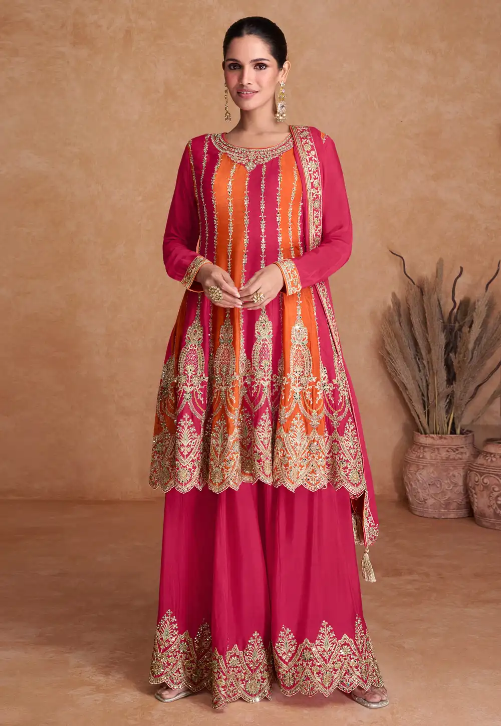 Pink Chinon Pakistani Suit 317782