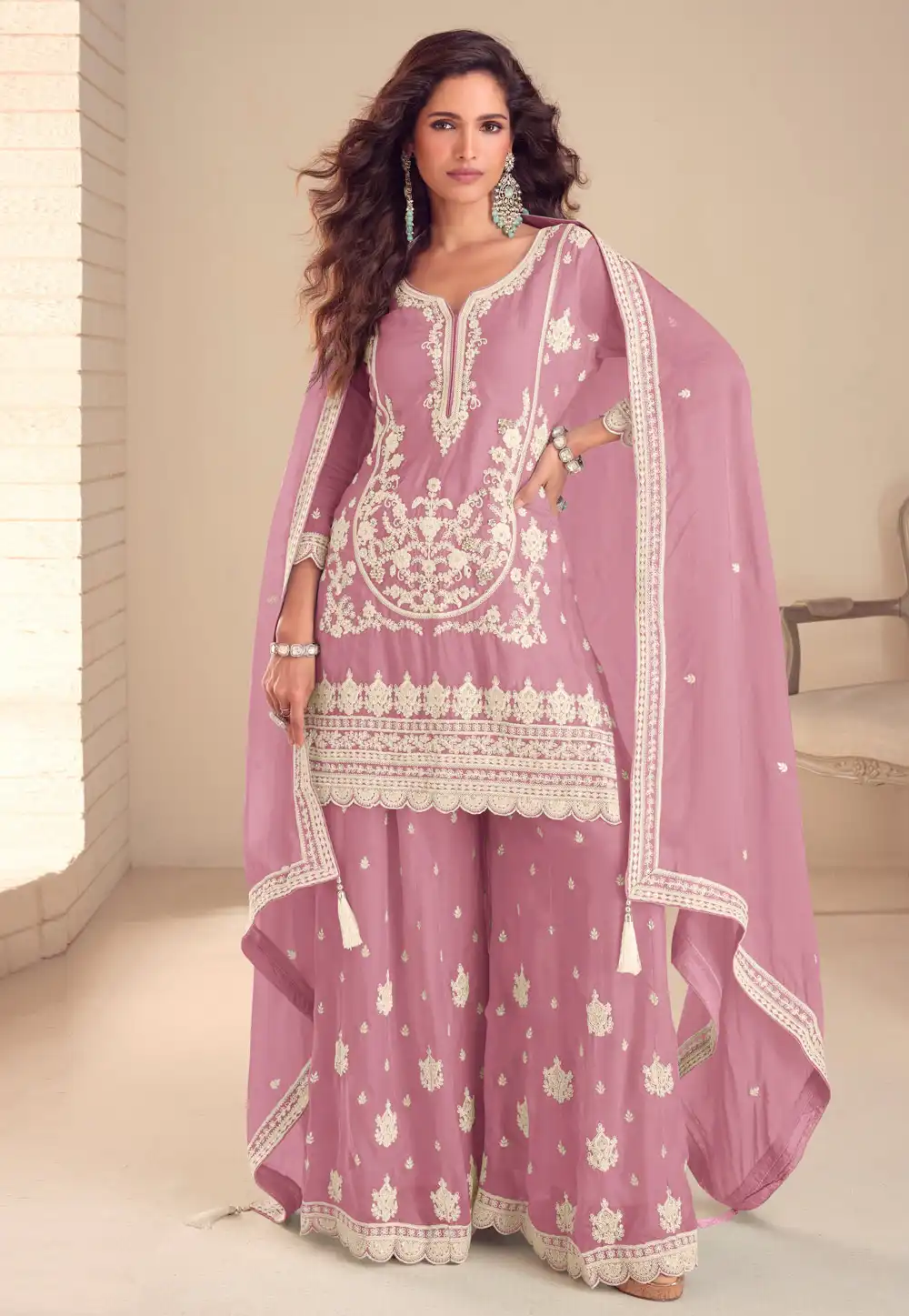 Pink Chinon Pakistani Suit 328248