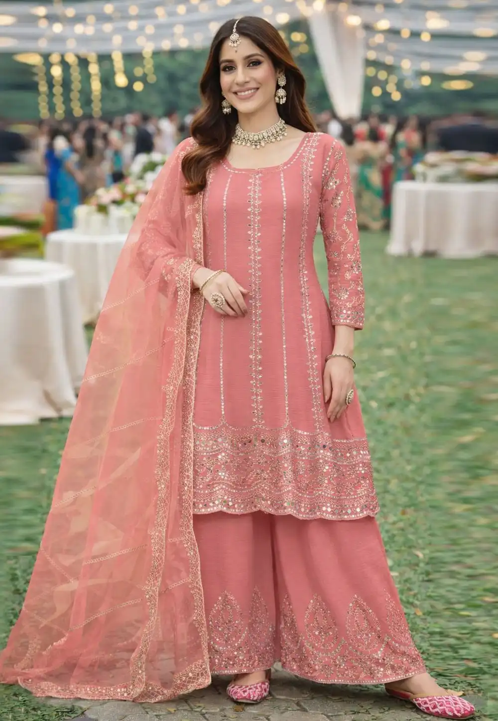 Pink Chinon Pakistani Suit 323978