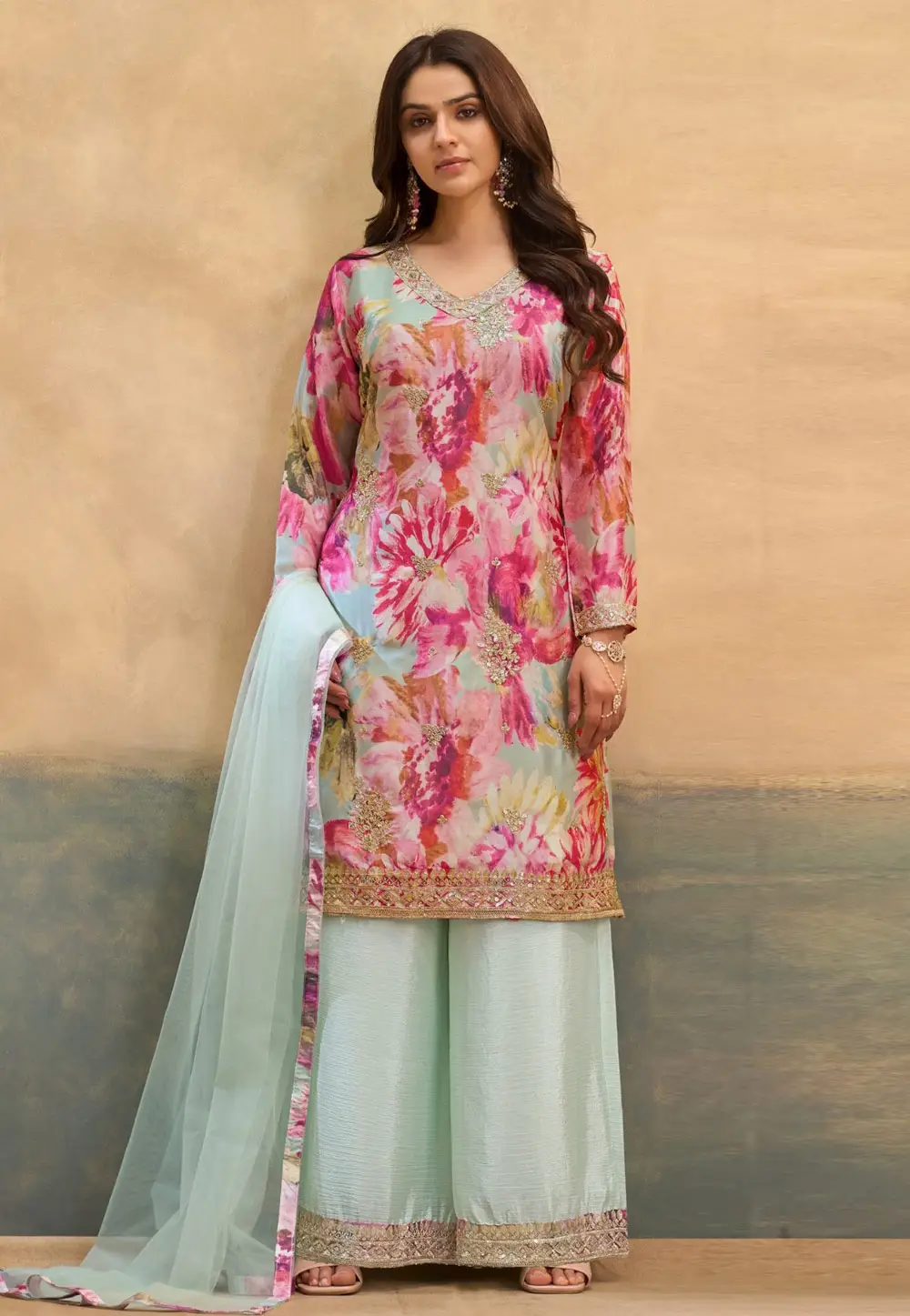 Pink Chinon Pakistani Suit 335060