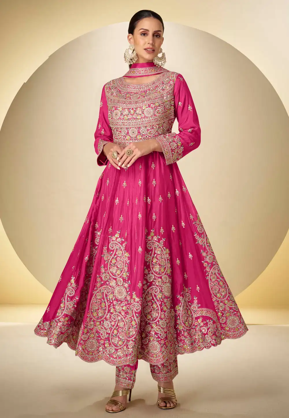Pink Chinon Pant Style Suit 319351