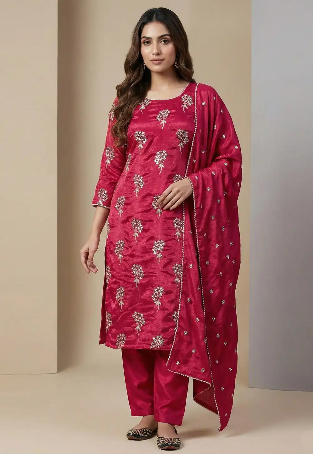 Pink Chinon Readymade Pakistani Suit 323309
