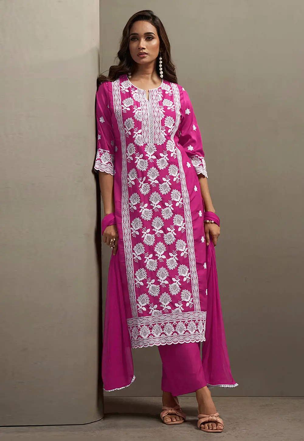 Pink Chinon Readymade Straight Suit 334221