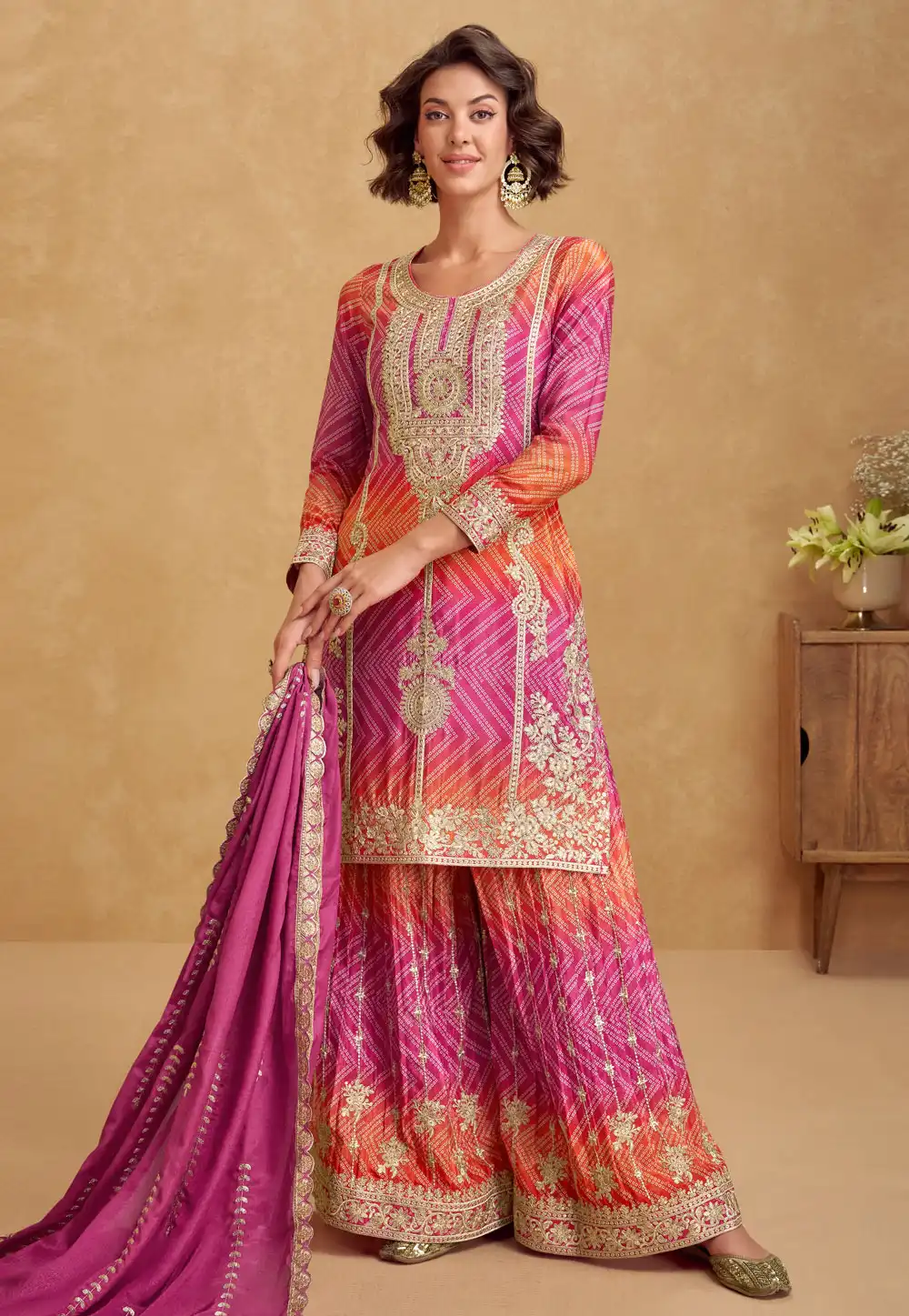 Pink Chinon Silk Pakistani Suit 316246