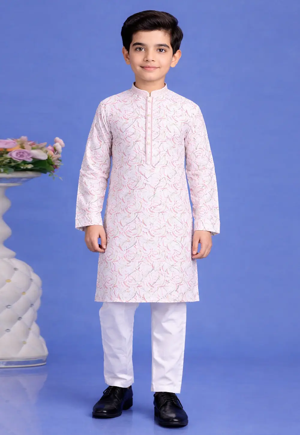 Pink Cotton Boys Kurta Pajama 335744