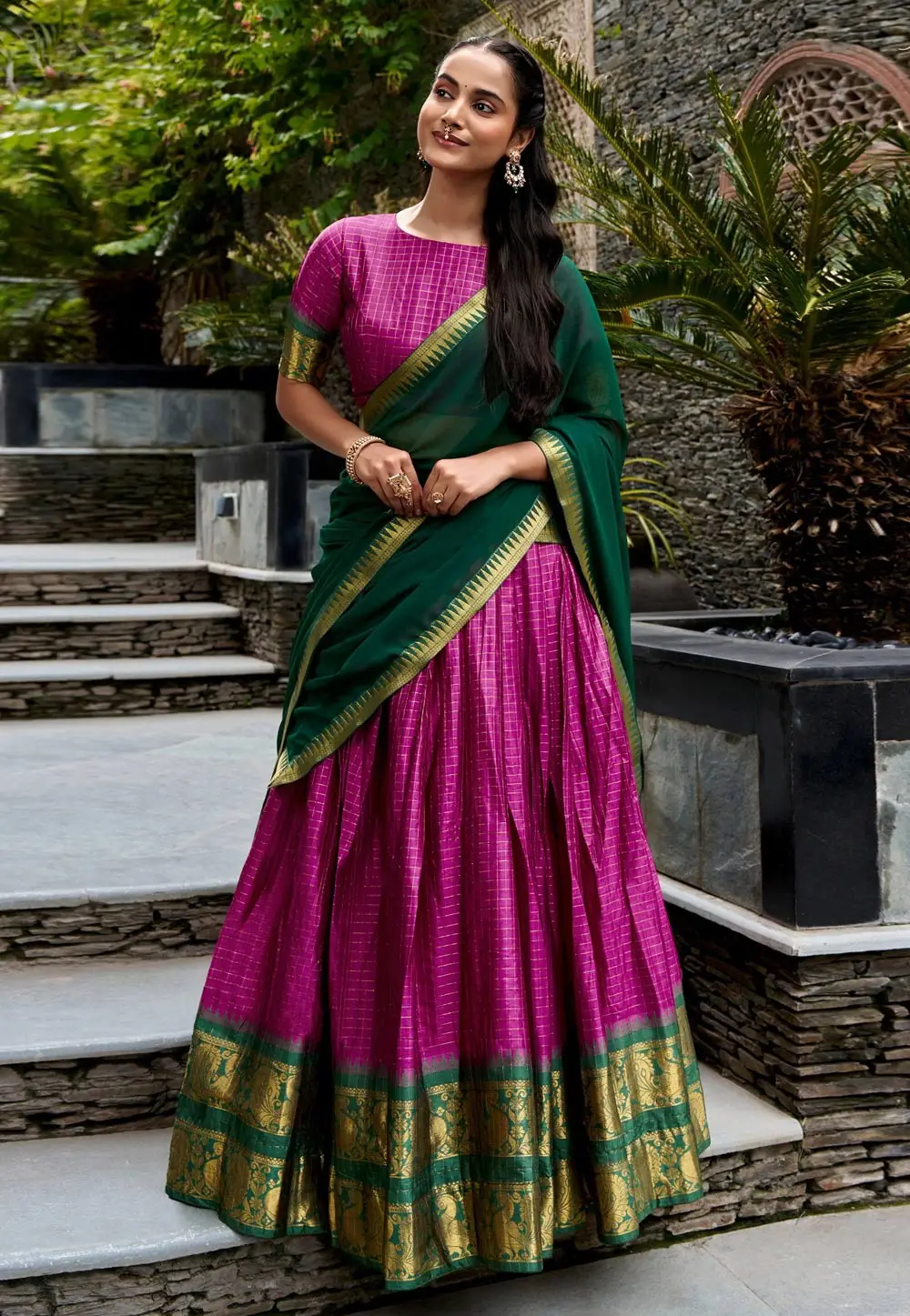 Pink Cotton Circular Lehenga Choli 337151