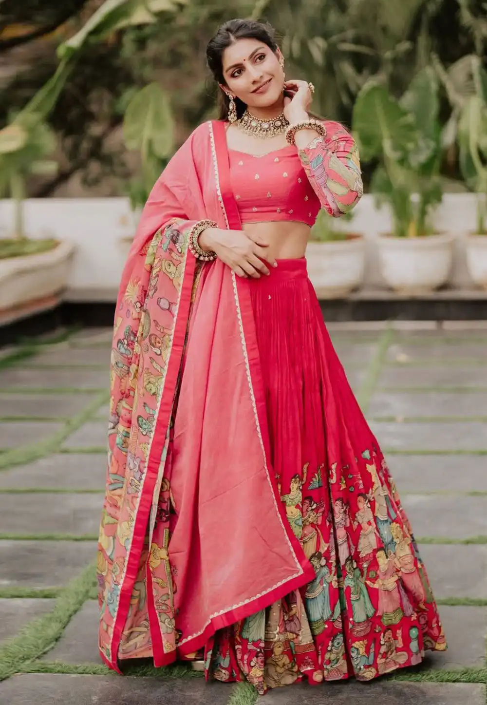 Pink Cotton Circular Lehenga Choli 318403