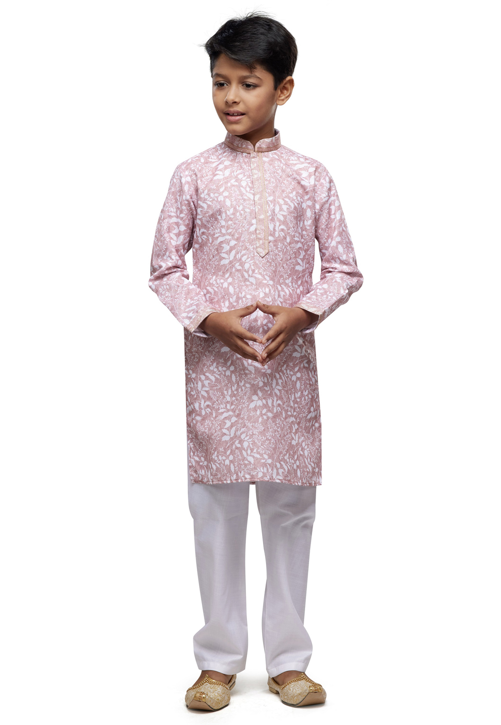Pink Cotton Kids Kurta Pajama 280965