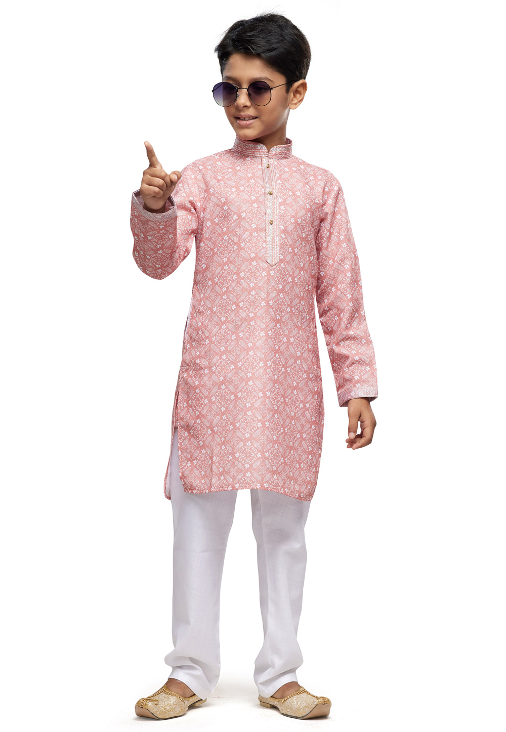 Pink Cotton Kids Kurta Pajama 280968
