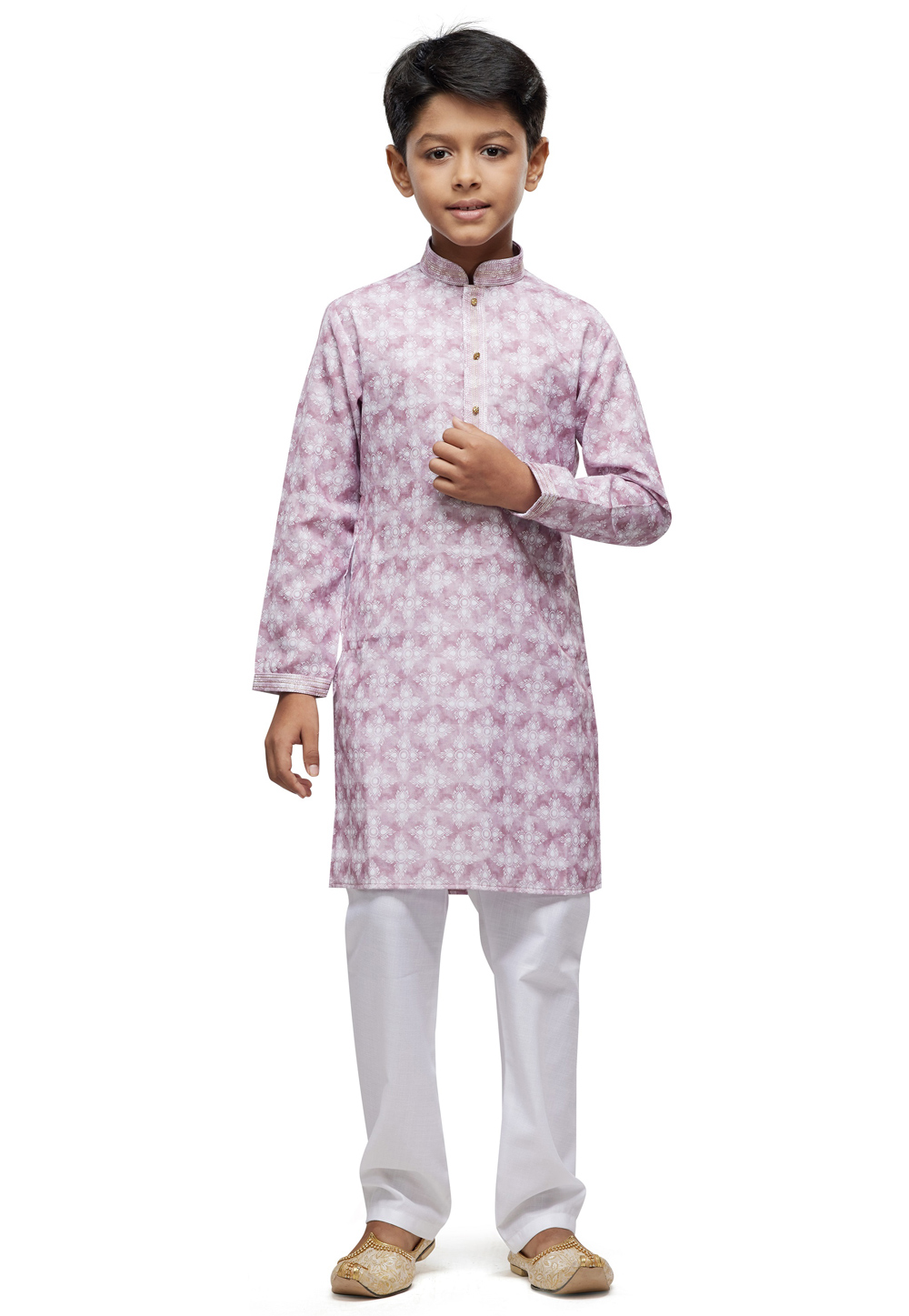 Pink Cotton Kids Kurta Pajama 280970