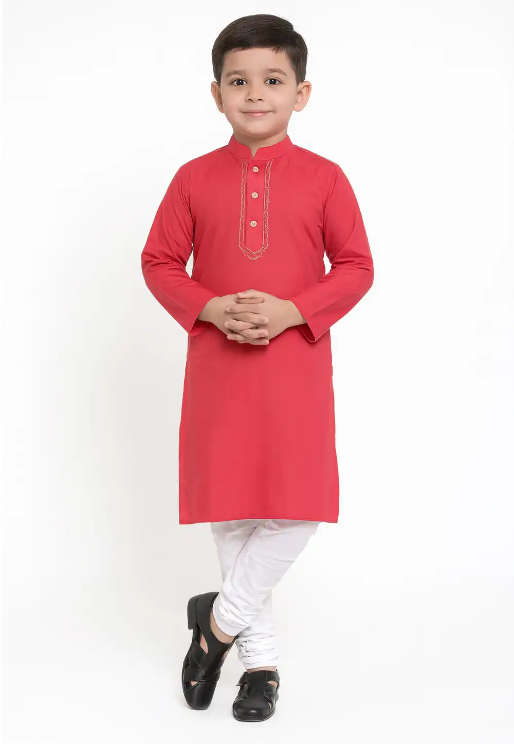 Pink Cotton Kids Kurta Pajama 320818