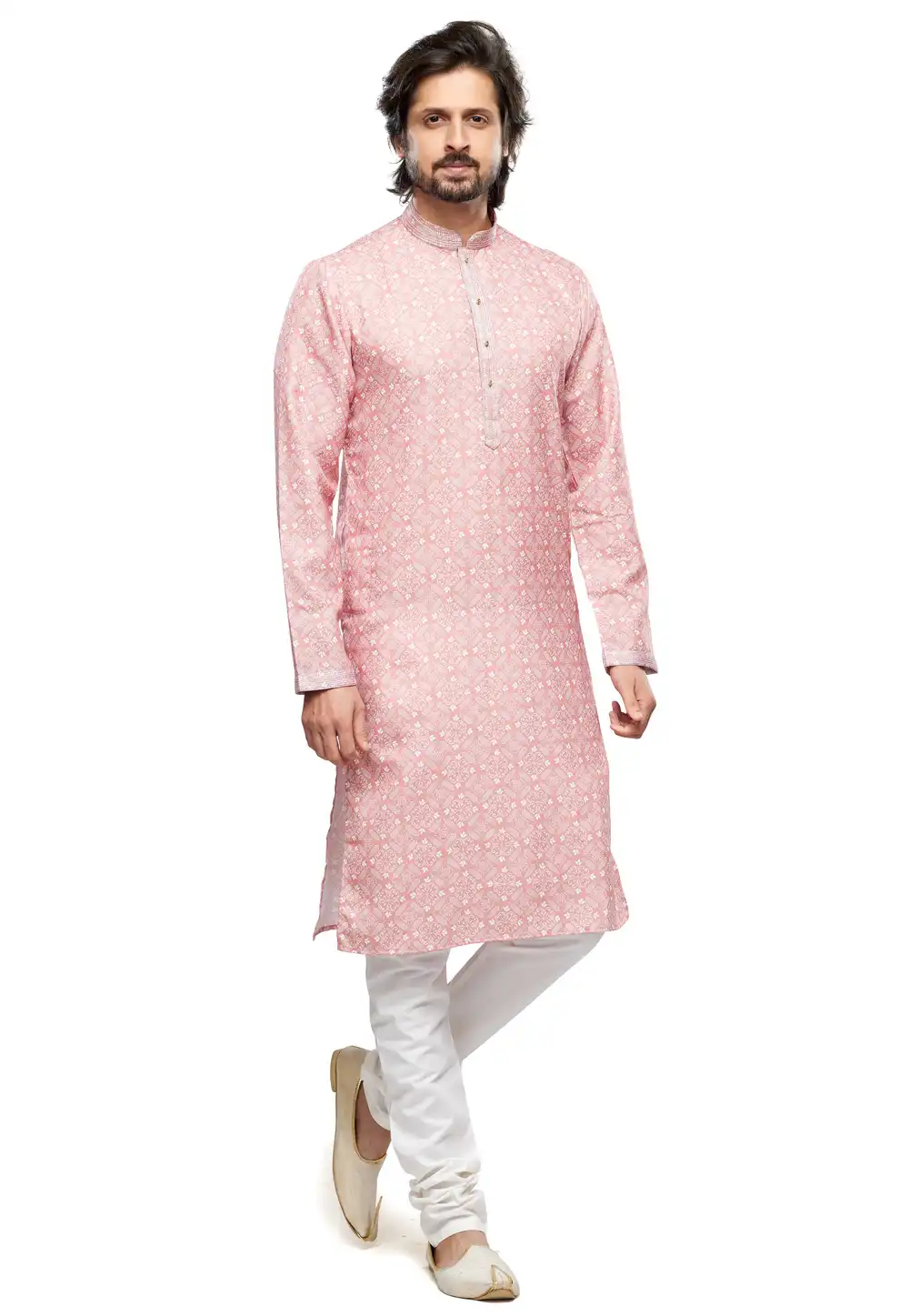 Pink Cotton Kurta Pajama 280951