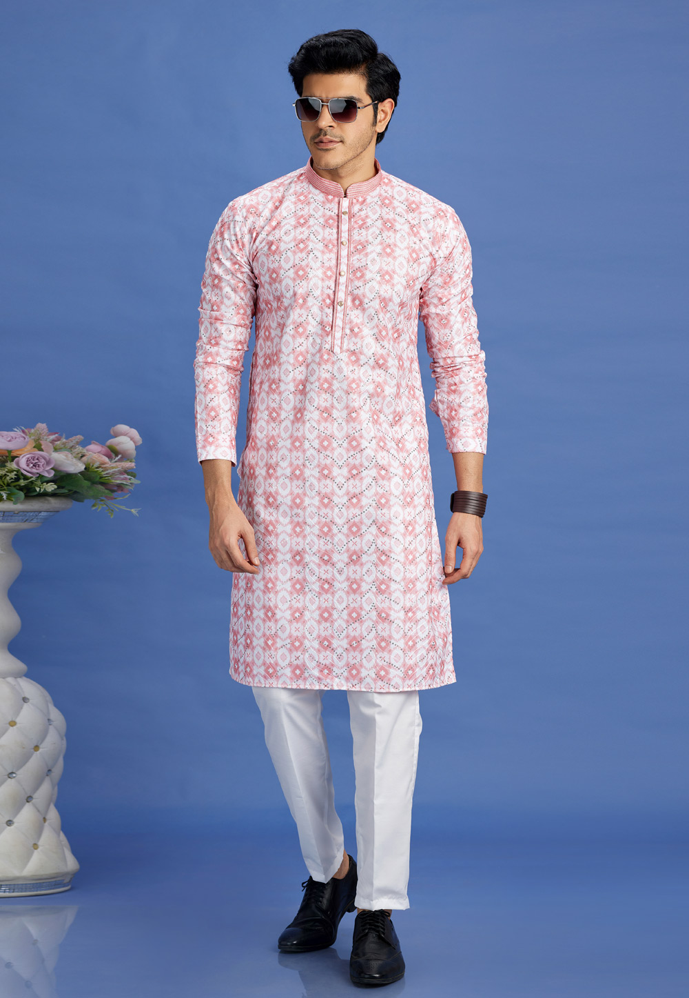 Pink Cotton Kurta Pajama 283300