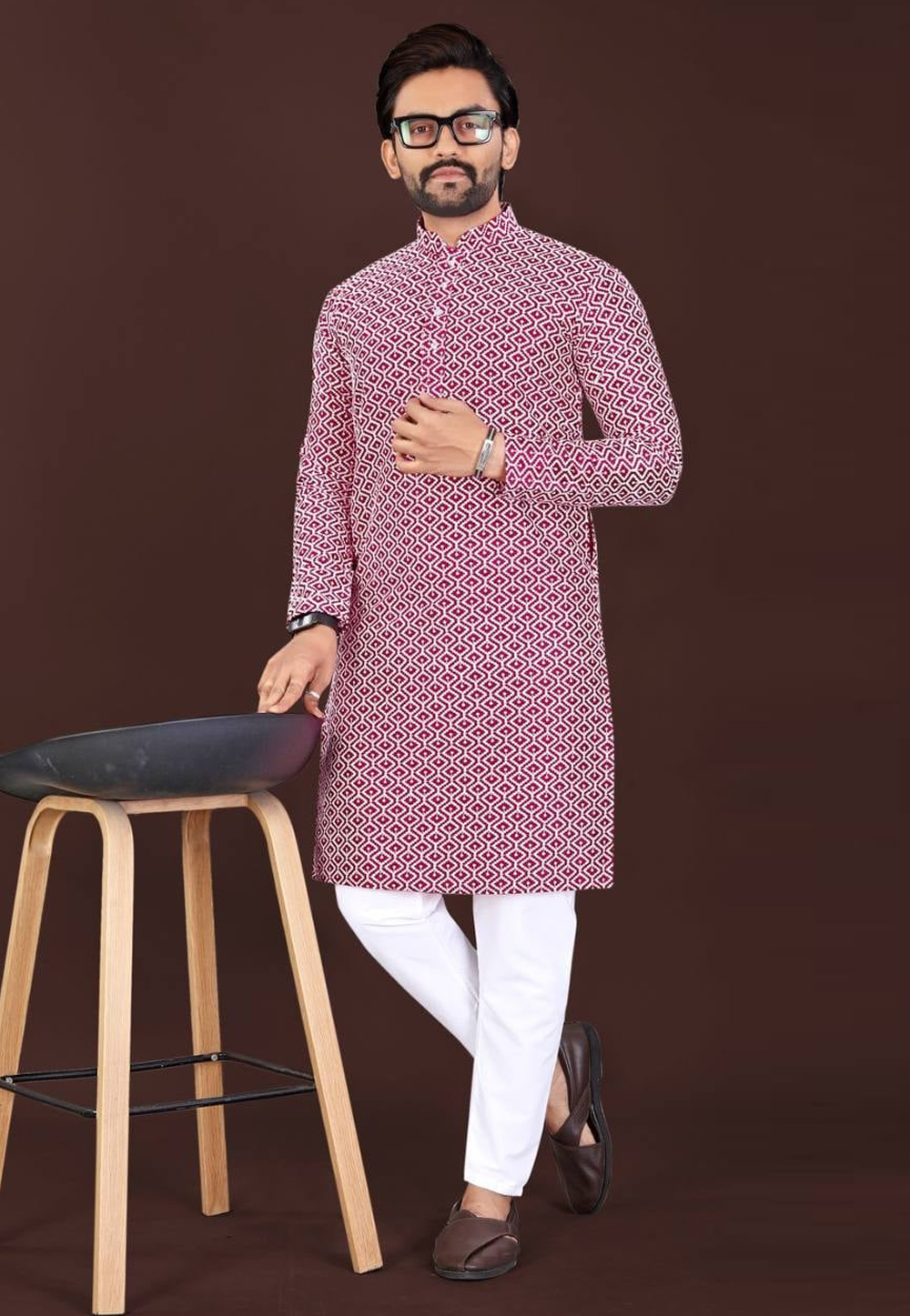 Pink Cotton Kurta Pajama 320079