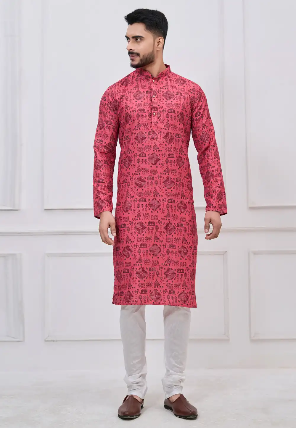 Pink Cotton Kurta Pajama 322847