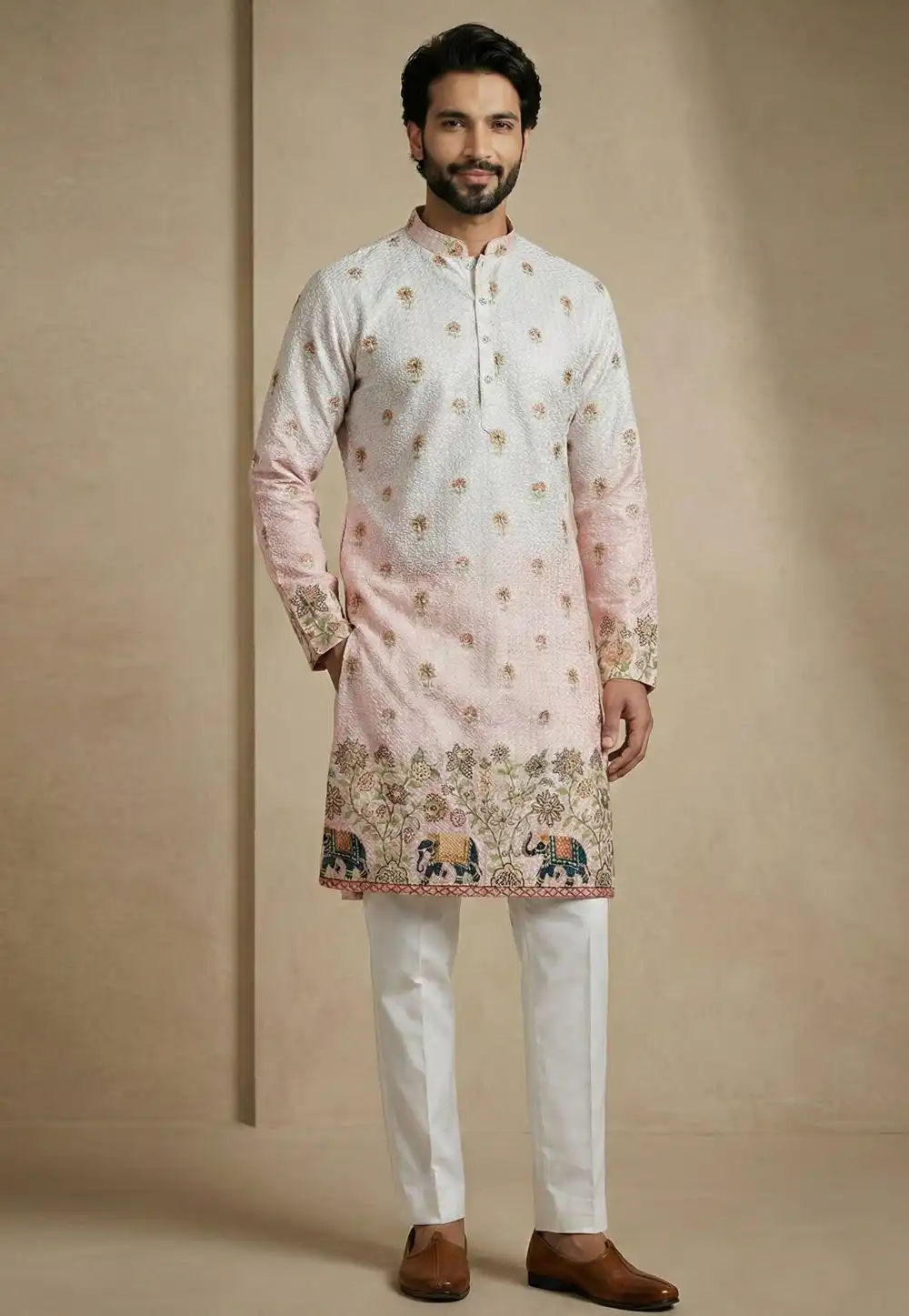 Pink Cotton Kurta Pajama 325387