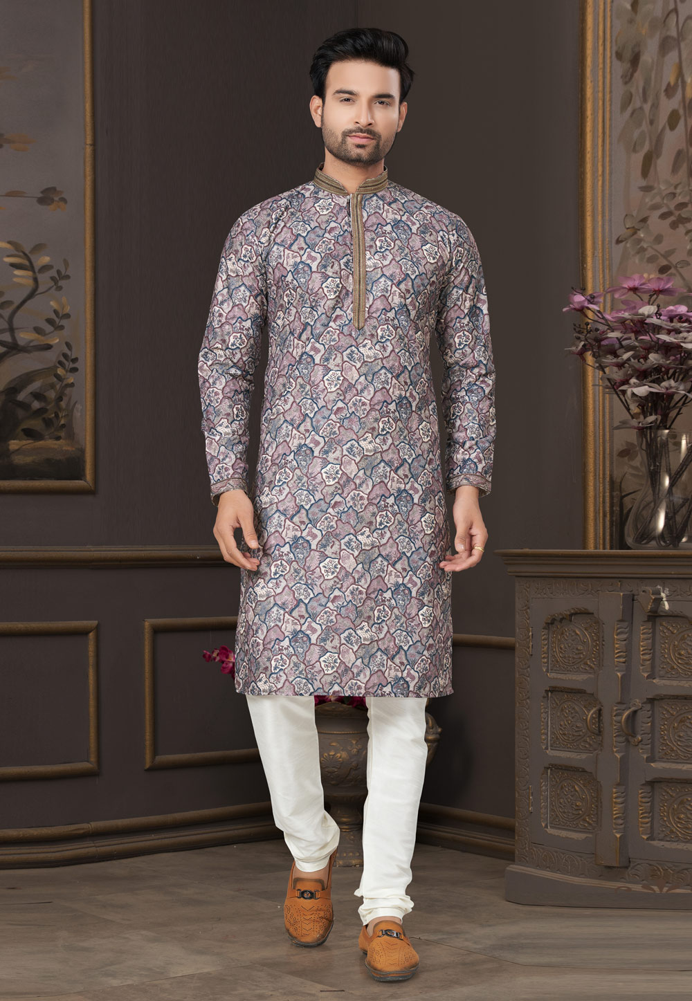 Pink Cotton Kurta Pajama 280983