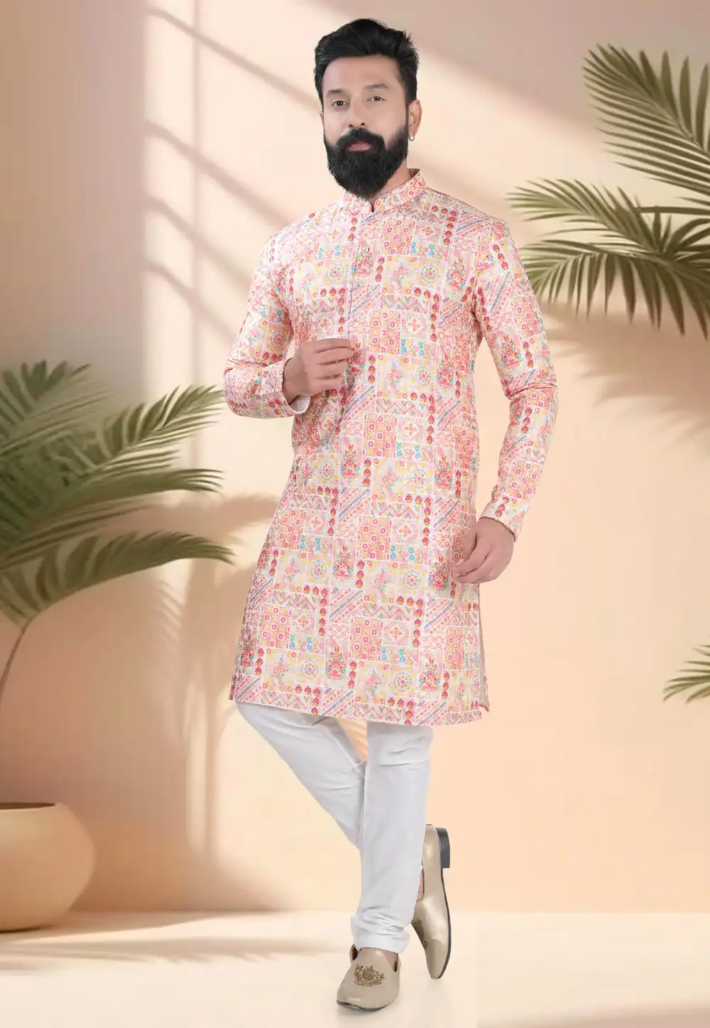 Pink Cotton Kurta Pajama 316531