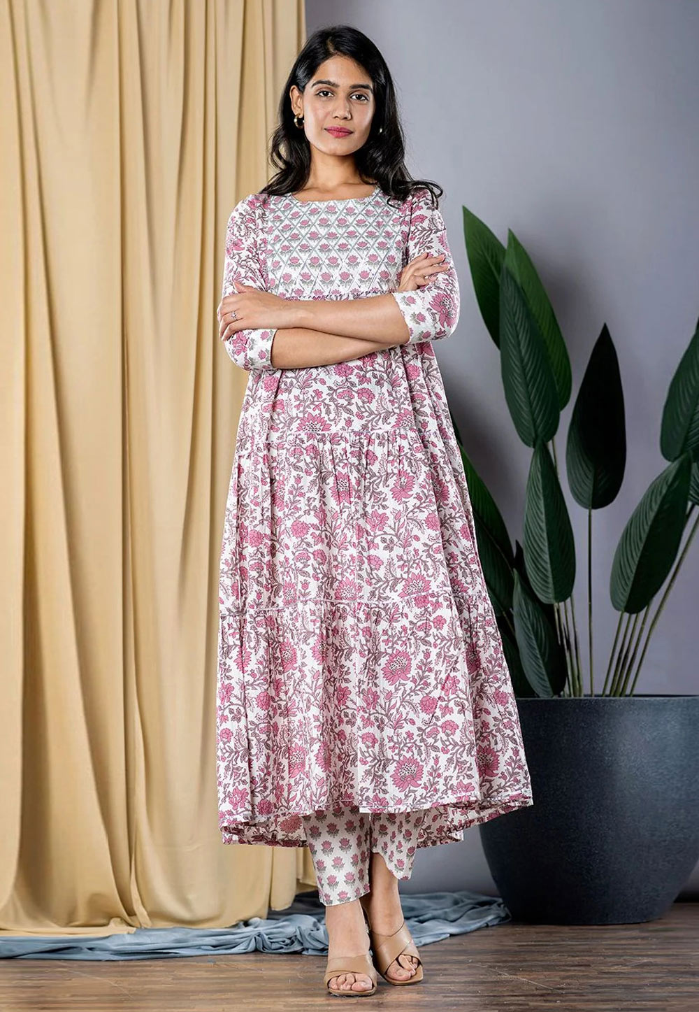 Pink Cotton Kurta Set With Pant 311951
