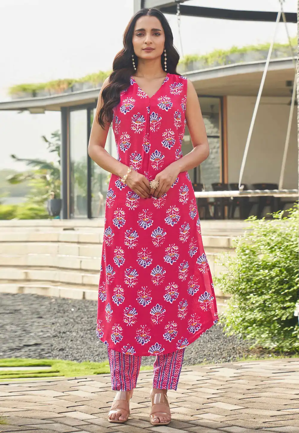 Pink Cotton Kurta Set With Pant 328623