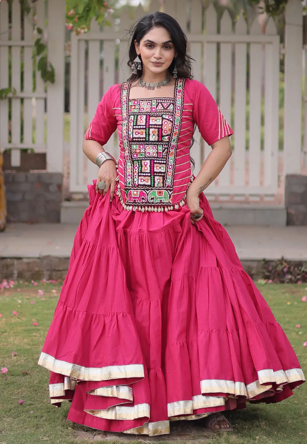 Pink Cotton Navratri Chaniya Choli 332805