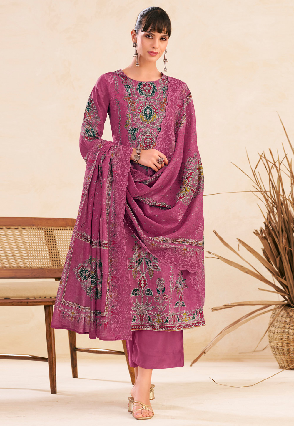 Pink Cotton Palazzo Suit 327934