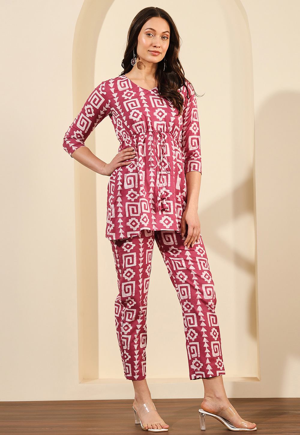 Pink Cotton Printed Co-Ords Set 308324