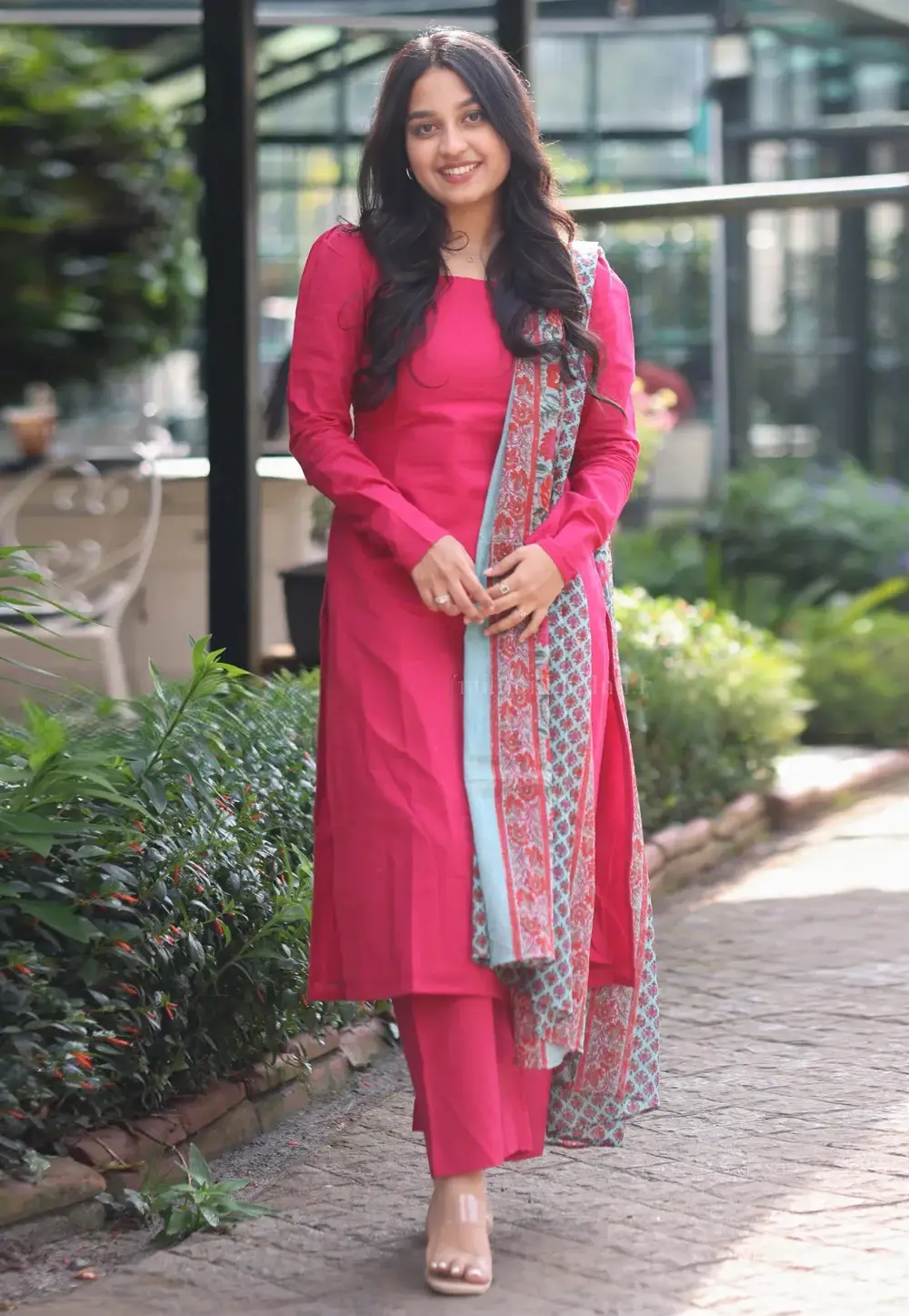 Pink Cotton Readymade Pant Style Suit 332078