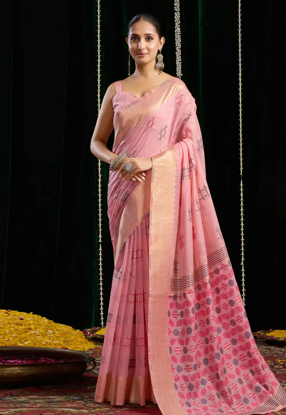 Pink Cotton Saree With Blouse 319291