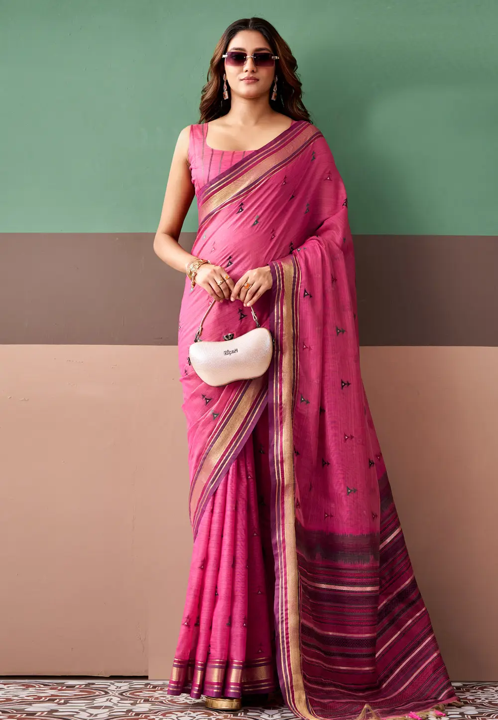 Pink Cotton Saree With Blouse 332869
