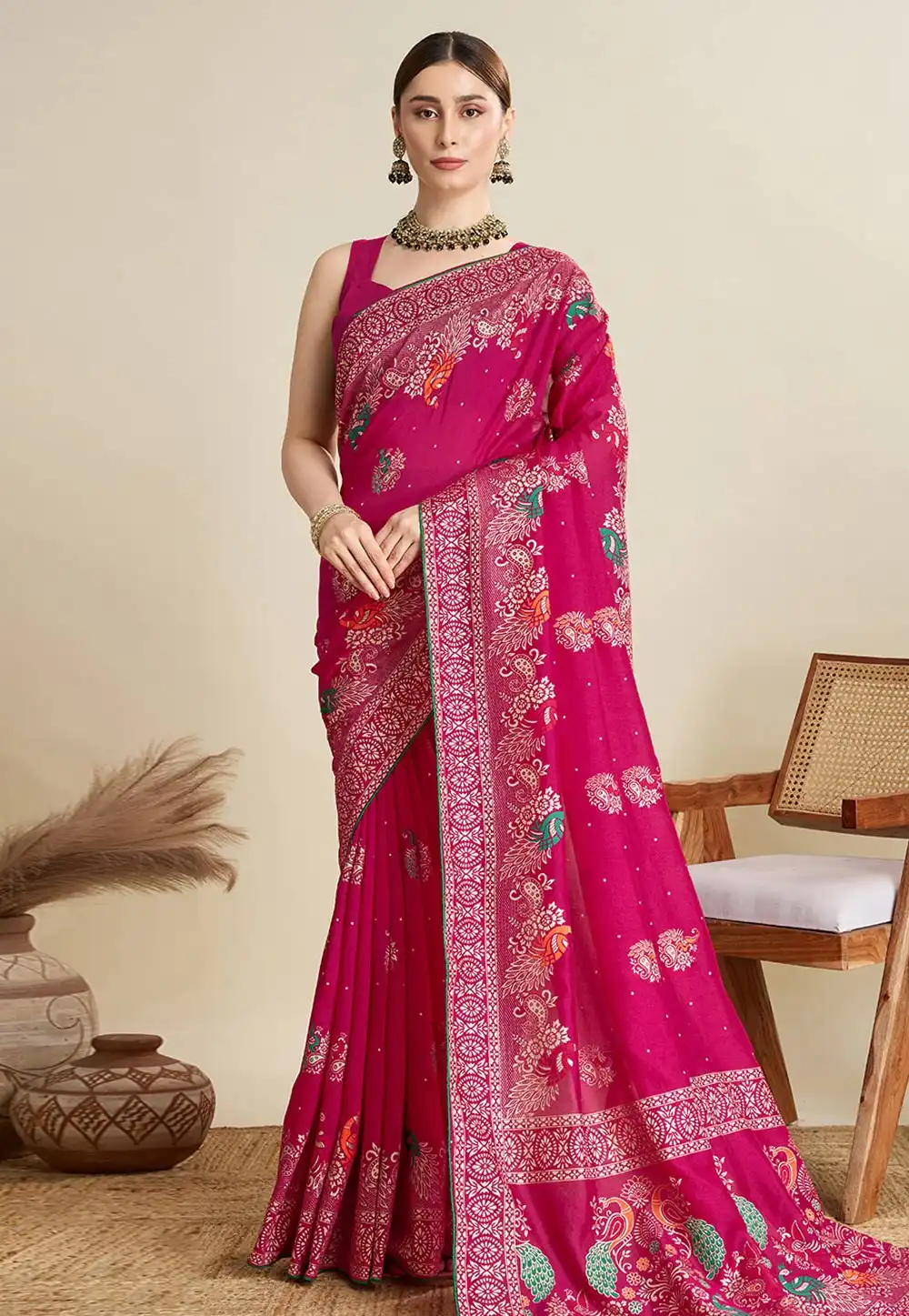 Pink Cotton Saree With Blouse 311799
