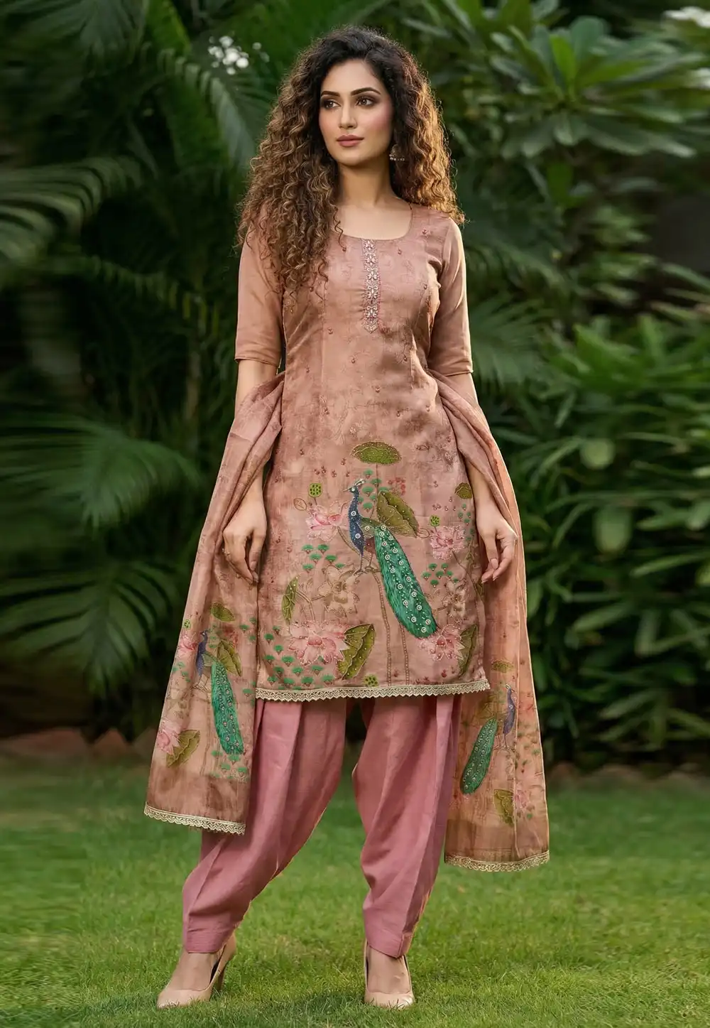 Pink Cotton Silk Punjabi Suit 326426