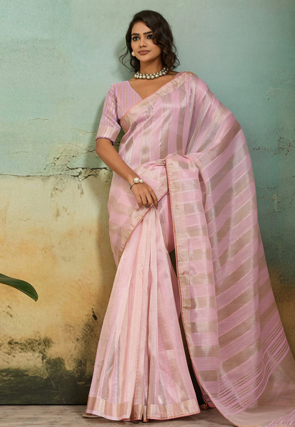 Pink Cotton Silk Saree With Blouse 327099