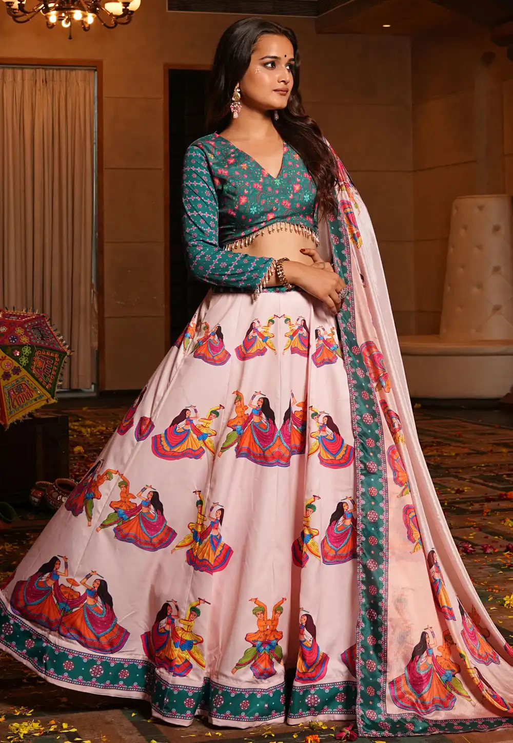 Pink Crepe Navratri Chaniya Choli 314159